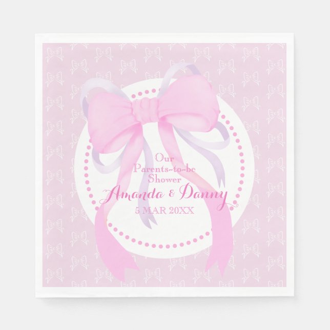 Servilleta De Papel Ducha para Bebé Niña con Cinta Rosa (Anverso)