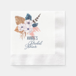 Servilleta De Papel Ducha rosa de pampas de hierba y plumas