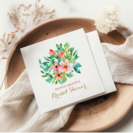 Servilleta De Papel Ducha tropical de novias en playa floral