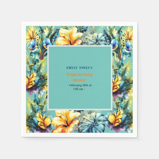 Servilleta De Papel Ducha verde tropical amarillo acuático (Anverso)