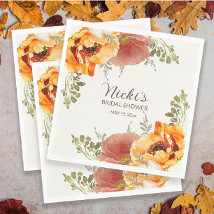 Servilleta De Papel Duche de Novia Floral Naranja Quemada Otoño