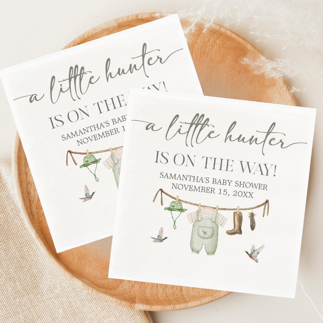 Servilleta De Papel Duck Hunting Baby Shower (Little Hunter Duck Baby Shower Napkin)