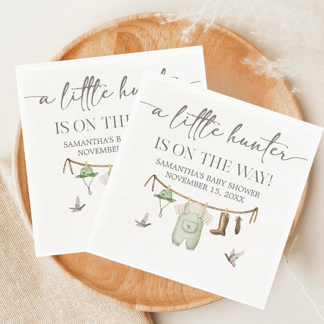 Servilleta De Papel Duck Hunting Baby Shower (Little Hunter Duck Baby Shower Napkin)