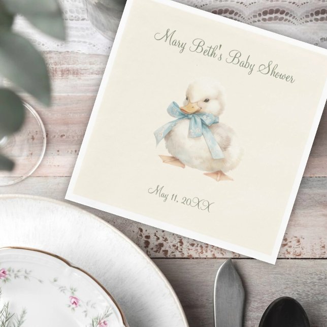 Servilleta De Papel Duckling with Ribbon Baby Shower Paper Napkin (Subido por el creador)