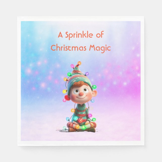 Servilleta De Papel Duende Encantado | Navidad Polo Norte (Anverso)