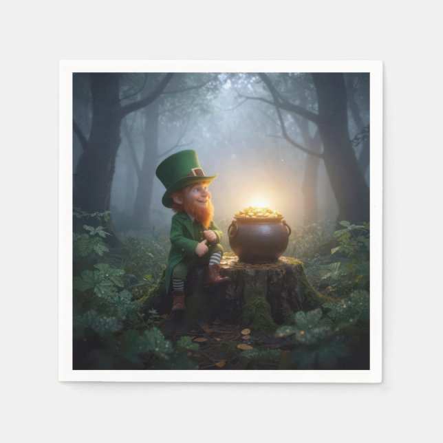 Servilleta De Papel Duende irlandés con una olla de oro (Anverso)