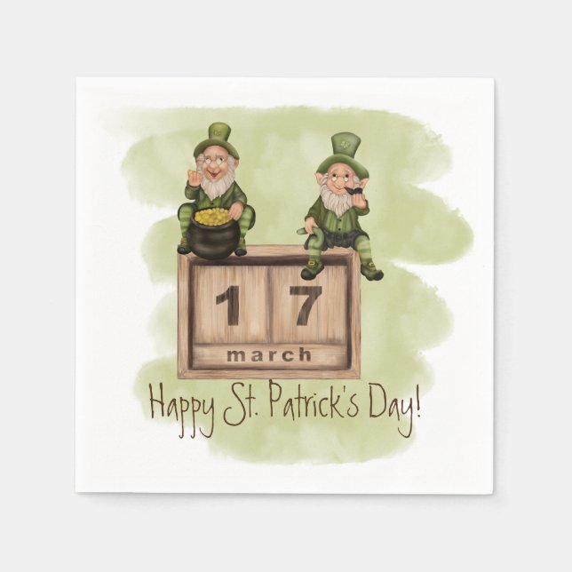 Servilleta De Papel Duendes caprichosos día de San Patricio (Anverso)
