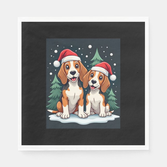 Servilleta De Papel Dueño de perro de Beagle Navidades Navidad Navidad (Anverso)
