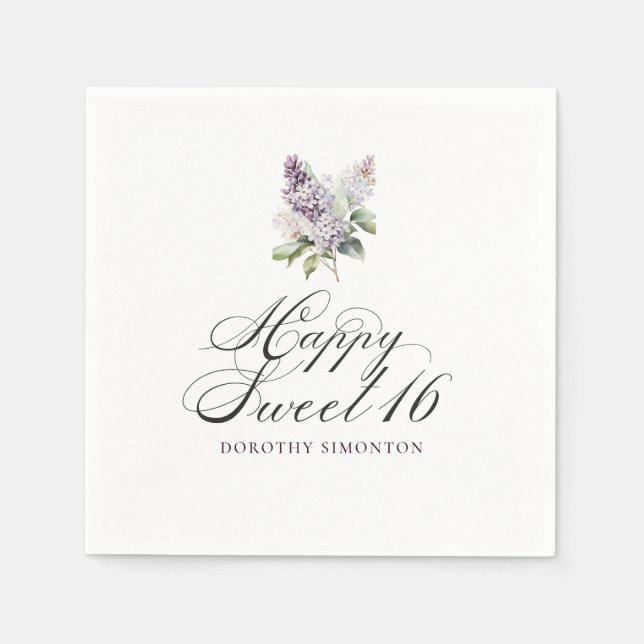 Servilleta De Papel Dulce 16 Cóctel de flor morado Lilac Spring (Anverso)