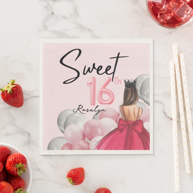 Servilleta De Papel Dulce 16 Globos blancos de oro Rosa Glam (In situ)