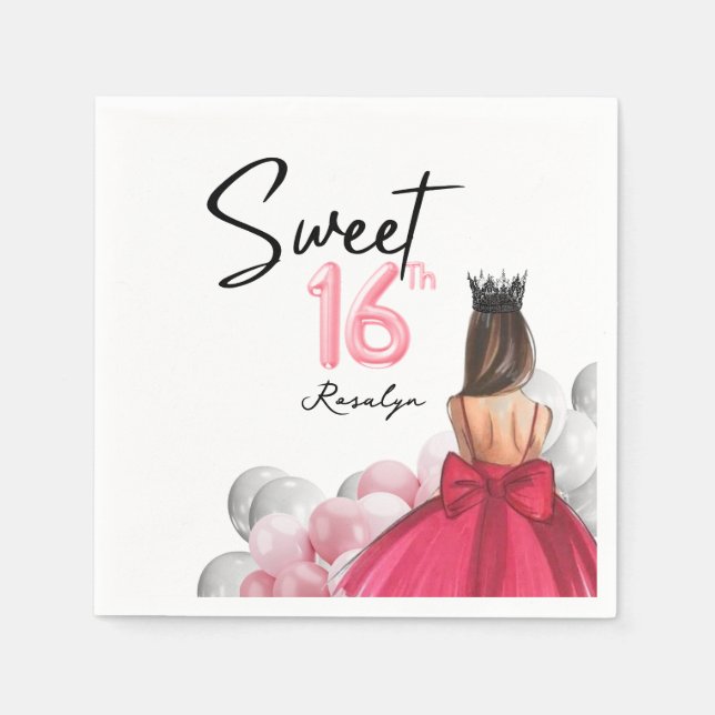 Servilleta De Papel Dulce 16 Globos blancos Glam Pink (Anverso)