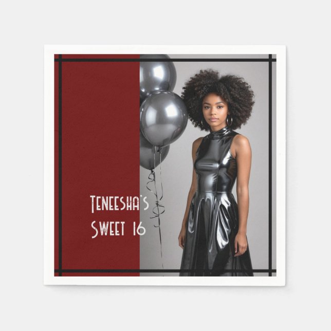 Servilleta De Papel dulce 16 papel fiesta servilleta rojo negro (Anverso)