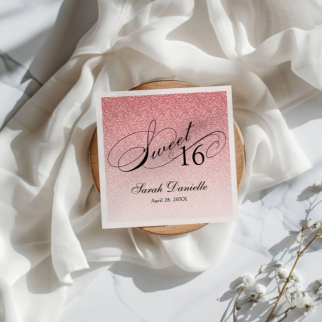 Servilleta De Papel Dulce 16 Purpurina rosa Glam Personalizado (Subido por el creador)