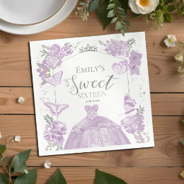 Servilleta De Papel Dulce 16 servilletas Mariposa Lavanda Vestido Flor