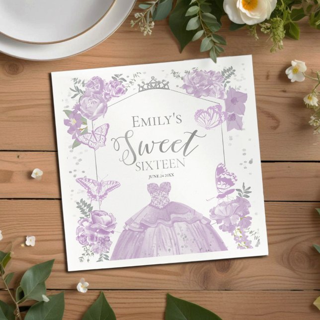 Servilleta De Papel Dulce 16 servilletas Mariposa Lavanda Vestido Flor (Subido por el creador)