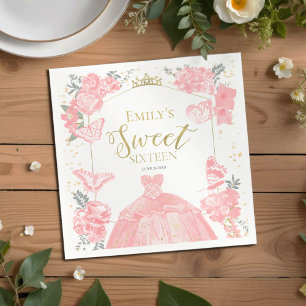 Servilleta De Papel Dulce 16 servilletas Mariposa Vestido Rosa Floral