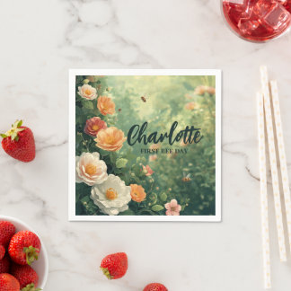 Servilleta De Papel Dulce abeja Bumble Wildlfower Primavera Cumpleaños