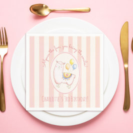 Servilleta De Papel Dulce Alpaca con Globo Rosa Claro Cumpleaños de Ni