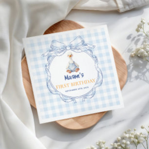 Servilleta De Papel Dulce Ansarino en Overoles Azules Gingham Niño Pri