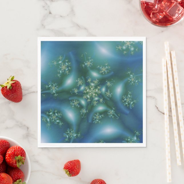 Servilleta De Papel Dulce | Arte fractal azul y verde (In situ)