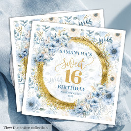 Servilleta De Papel Dulce azul claro personalizado Dieciséis Purpurina