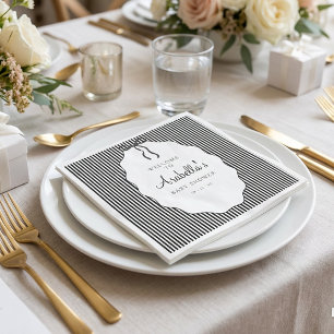 Servilleta De Papel Dulce Baby Shower de lazo negro a rayas finas