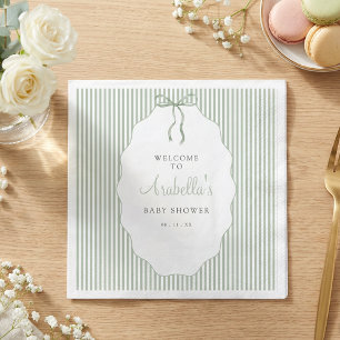 Servilleta De Papel Dulce Baby Shower de lazo verde con rayas finas