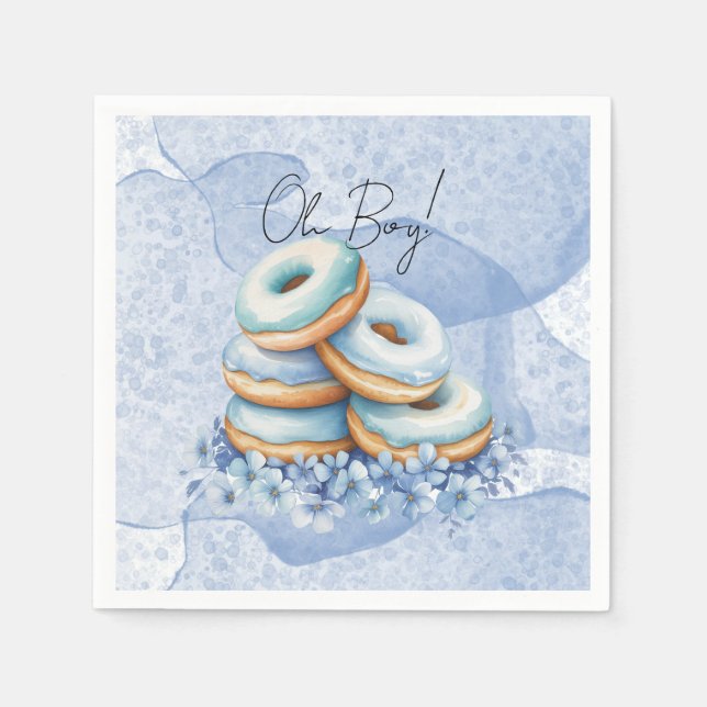 Servilleta De Papel Dulce Baby Shower de Oh Boy Blue Donuts (Anverso)
