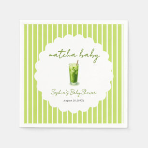 Servilleta De Papel Dulce Baby Shower Verde Matcha Ondulado Moderno
