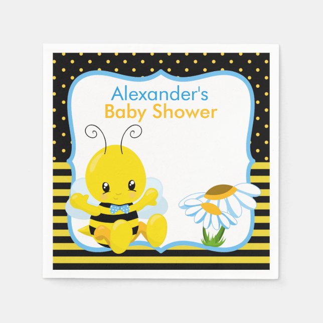 Servilleta De Papel Dulce Bebé Bee Boy Baby Shower Papel (Anverso)