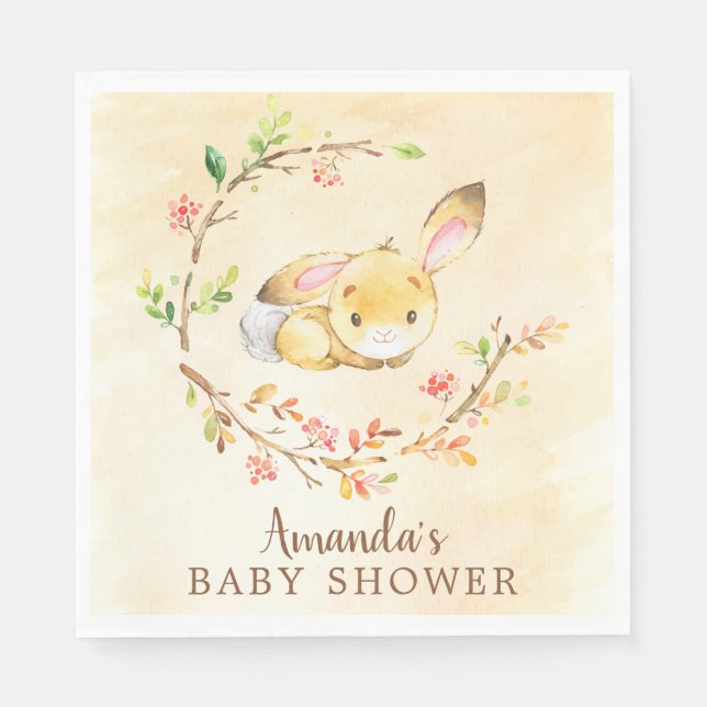 Servilleta De Papel Dulce Bunny Neutral Baby Shower Papel Napkins (Anverso)