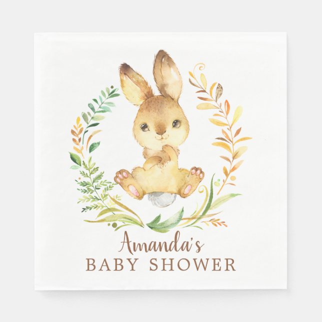 Servilleta De Papel Dulce Bunny Neutral Baby Shower Papel Napkins (Anverso)