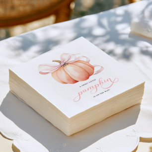 Servilleta De Papel Dulce Calabacita en Camino Lazo Rosa Baby Shower