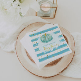 Servilleta De Papel Dulce Calabaza Azul Otoño Baby Shower 