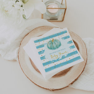 Servilleta De Papel Dulce Calabaza Azul Otoño Baby Shower 