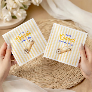 Servilleta De Papel Dulce Cannoli Amarillo Azul Baby Shower Italiano
