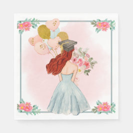 Servilleta De Papel Dulce Chica de la cabeza roja Watercolor Graduació