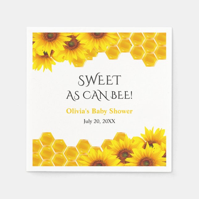Servilleta De Papel Dulce como abeja en la fiesta de shower de bebé co (Anverso)