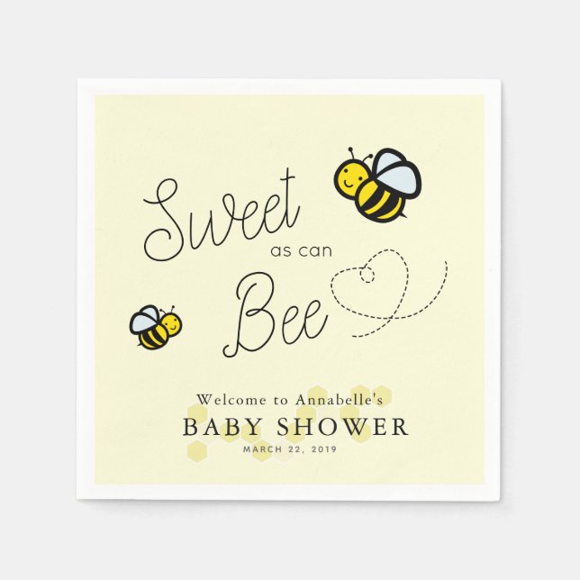 Servilleta De Papel Dulce como lo puede hacer Bee Honey Bee Yellow Bab (Anverso)