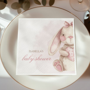 Servilleta De Papel Dulce conejo acuarela rosa baby shower