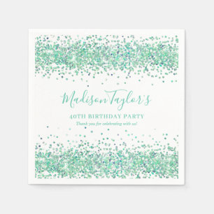 Servilleta De Papel Dulce Cumpleaños Confeti Brillo Glitter Verde Ment