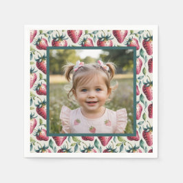 Servilleta De Papel Dulce Cumpleaños de Fresa con Pastel Suave Foto
