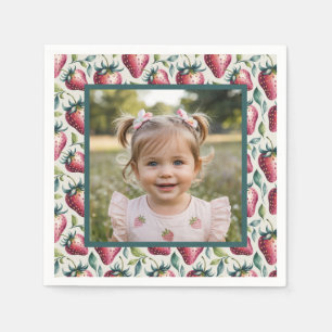 Servilleta De Papel Dulce Cumpleaños de Fresa con Pastel Suave Foto