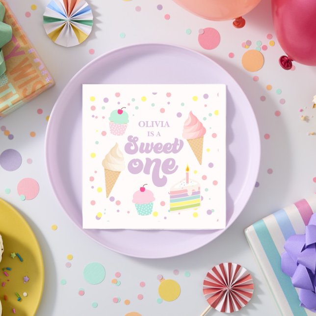 Servilleta De Papel Dulce Cumpleaños Uno Helado y Tarta (Subido por el creador)