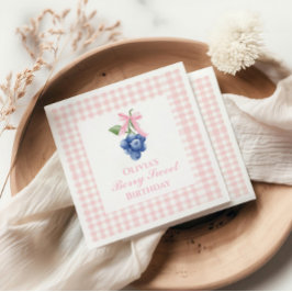 Servilleta De Papel Dulce de arándanos Cumpleaños de lazo rosa Coquett
