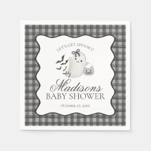Servilleta De Papel Dulce de Baby Shower de Fantasmita de Cuadros Negr