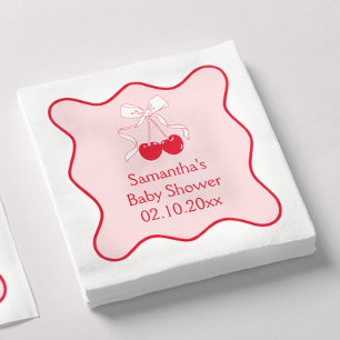 Servilleta De Papel Dulce de Cereza Rosa Rojo en la Parte Superior Arc