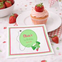 Servilleta De Papel Dulce de Fresa Personalizado Cumpleaños de Fresa P