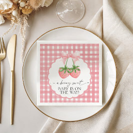 Servilleta De Papel Dulce de Fresa Rosa a Cuadros Baby Shower