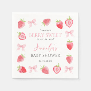 Servilleta De Papel Dulce de Fresa Rosa Arco Ducha de Bebé Niña